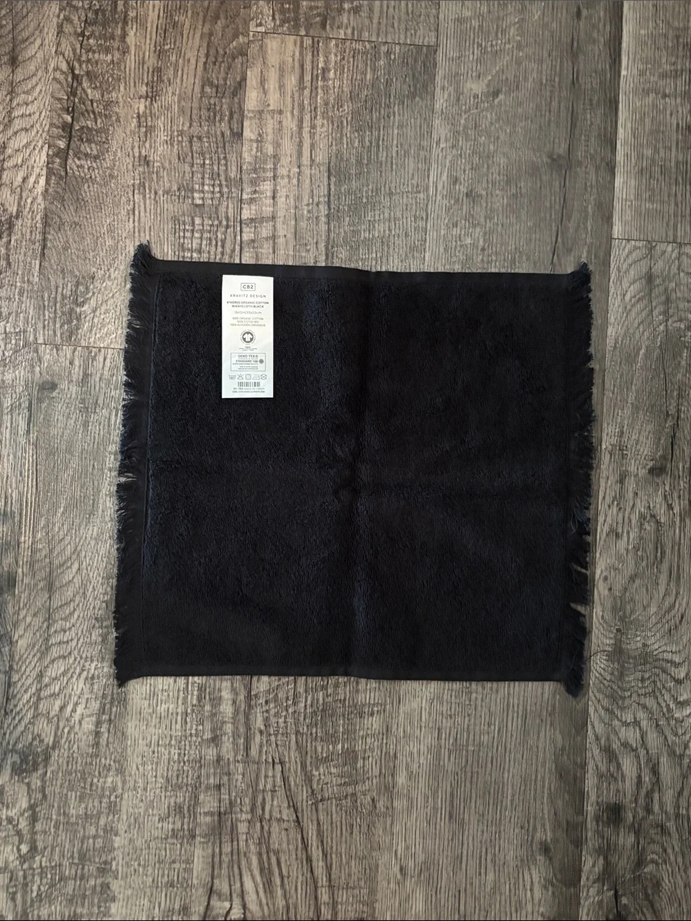 CB2 Fringe Wash Cloths - Set of 5 - Black - New without Tags